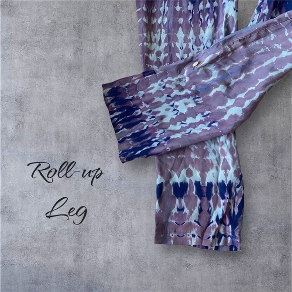 TAMARA CATZ 100% Silk Chiffon Tie Dyed Jumpsuit Straight Leg Blue/Viole…Boho - Picture 10 of 12